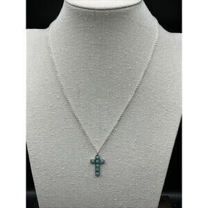Barse Montana Cross Necklace- Turquoise- Silver- NWT